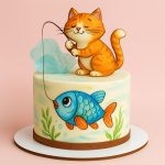 Изготовление и роспись торта «Кот и рыбка»