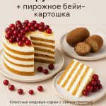 PDF-рецепт «Новый Медовик с брусникой + пирожное бейби-картошка»