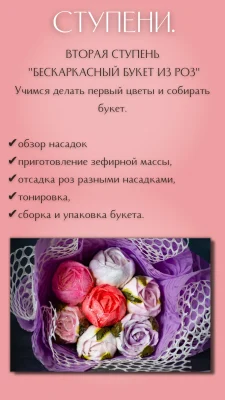 Изображение товара: Бескаркасный букет из роз, вторая ступень